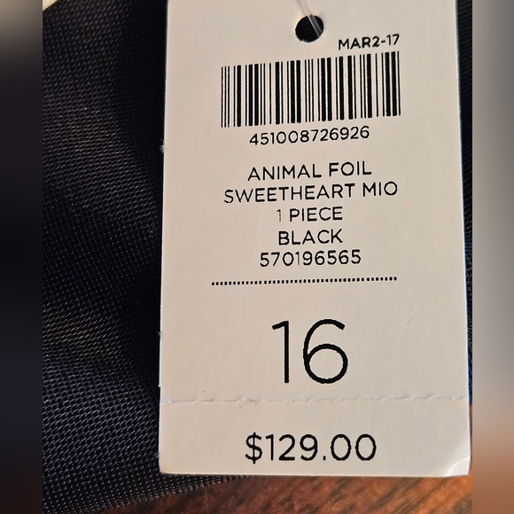 Chico’s Swim Animal Foil Black Gray Sweetheart Mio One Piece Swimsuit Sz 16 NWT - Picture 14 of 15